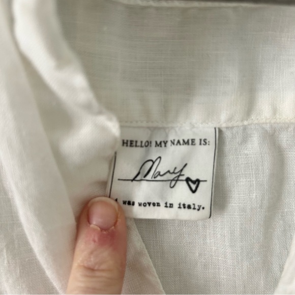 Frank & Eileen White Mary Linen Button Down Long Sleeve Shirt Dress S - Picture 5 of 9